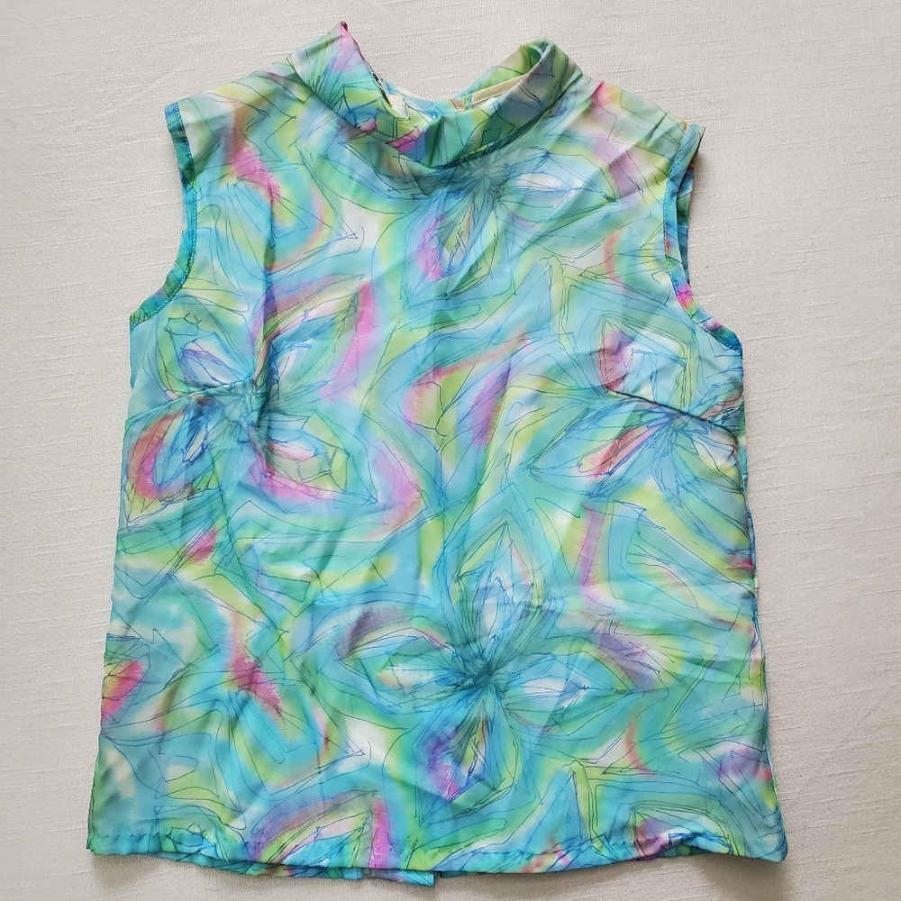 Vintage sears 60s floral shirt womens 7